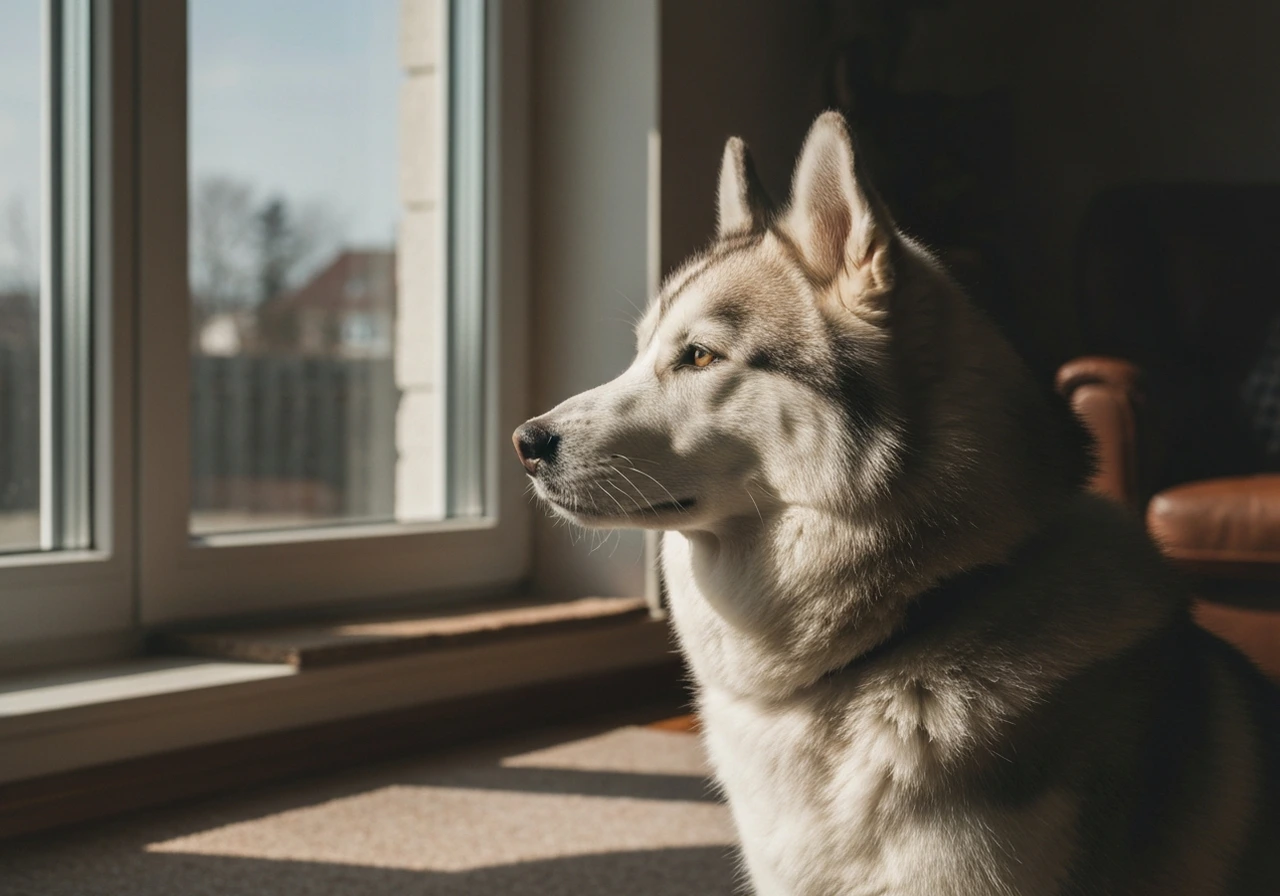 Siberian Husky resting comfortably