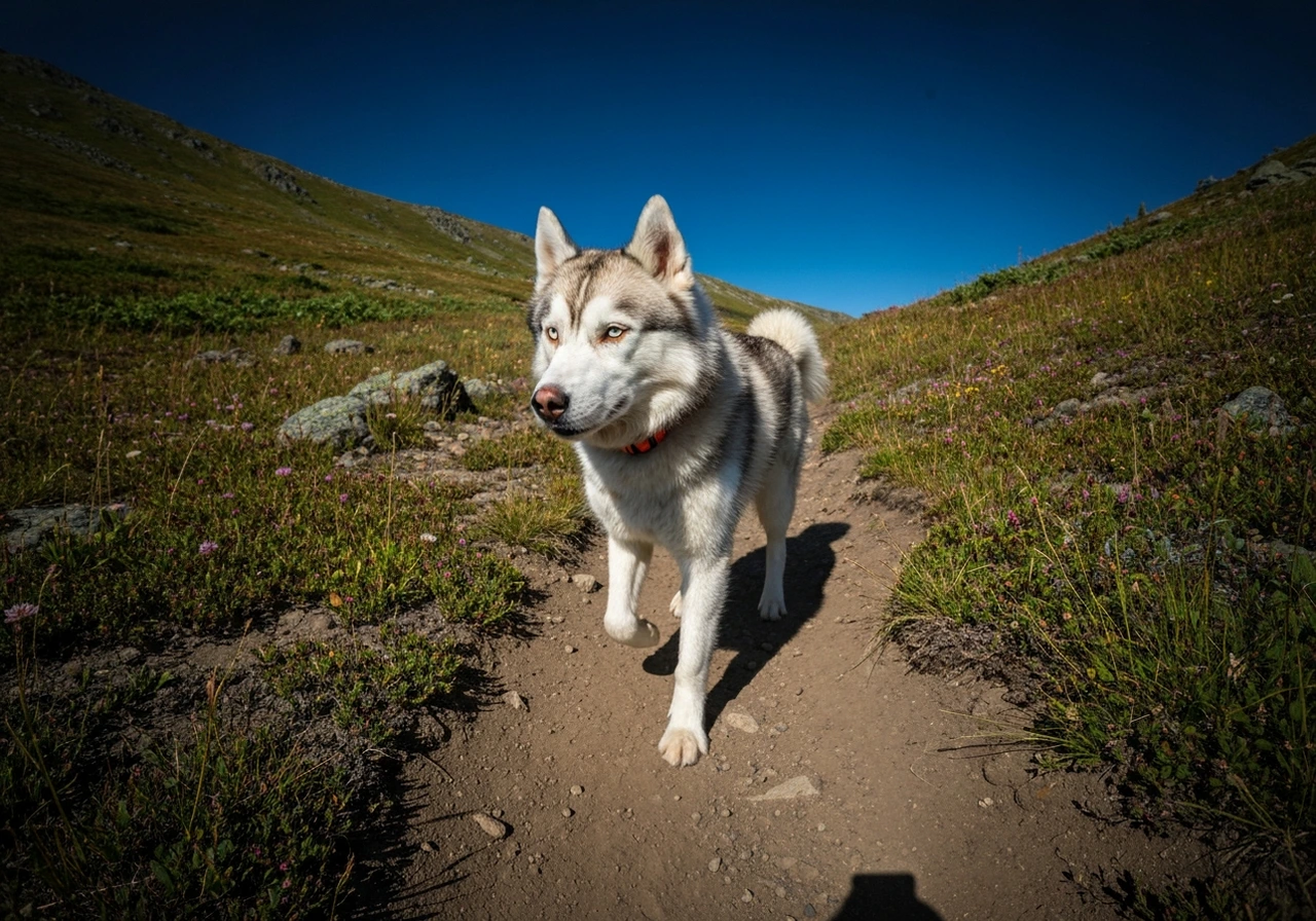 Siberian Husky resting comfortably