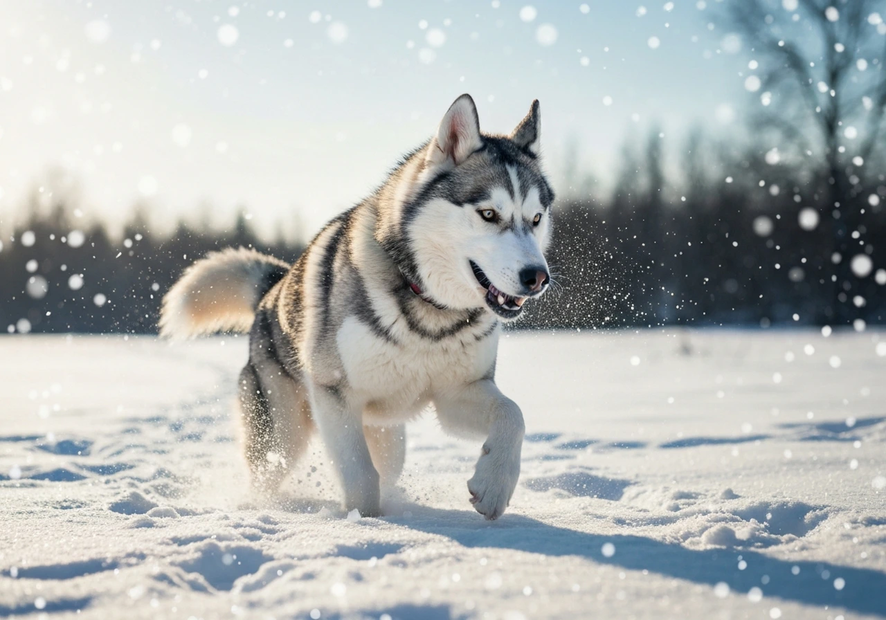 Siberian Husky resting comfortably