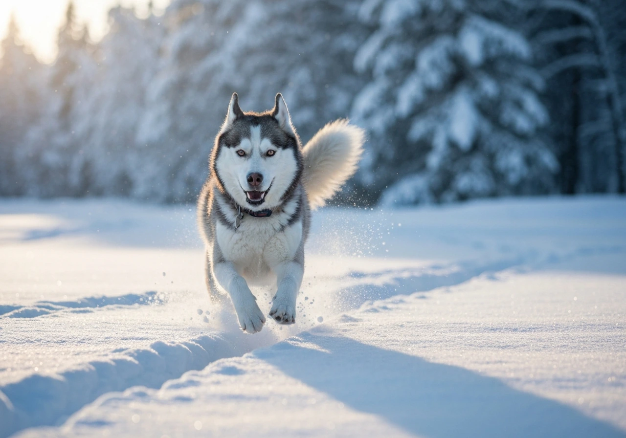Siberian Husky resting comfortably